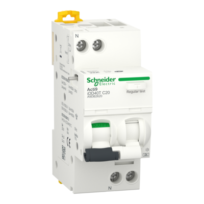 Acti9 iDD40T - disjoncteur diff�rentiel - 1P+N C 20A 4500A/6kA 30mA type A SI NF conform�ment � IEC 601009-2-1 et pdc 6kA Icu selon � IEC 60947-2 - 230�240 V AC 50 Hz - Rail DIN - largeur 4 pas de 9mm