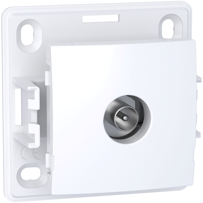 Alr�a, Prise TV simple m�le blind�e, 1 sortie, blanc polaire
