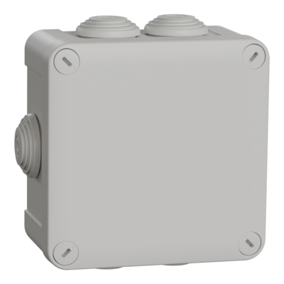 Mureva Box, boite de d�rivation IP55 + embouts 105x105x55, gris