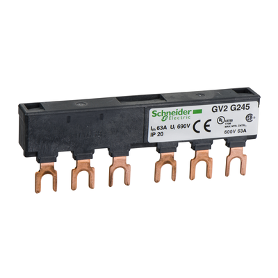 TeSys GV - jeu de barre tripolaire - 63A - 2 d�rivations - pas 45 mm