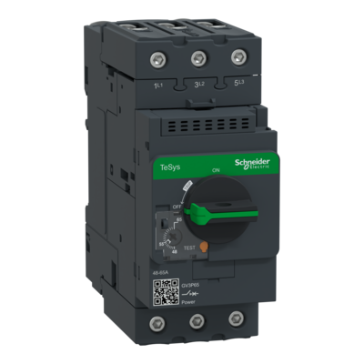 TeSys - disjoncteur moteur magn�to-thermique GV3P - 3P - commande par bouton rotatif - r�glage th. 48 � 65A - moteur : 30kW � 400/415 V CA 50/60 Hz - courant d�clench. magn�tique 910A - connecteurs � vis BTR EverLink
