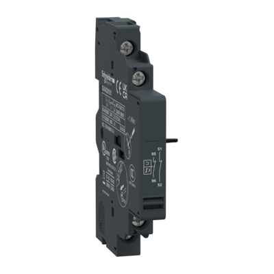 TeSys - bloc de contact auxiliaire pour GV2L, GV2LE, GV2ME, GV2P, GV2RT, GV3L, GV3P - 1O signal de d�faut et 1O instantan� - montage c�t� gauche - 2.5A pour signal de d�faut et 6A instantan� - borniers � vis-�trier