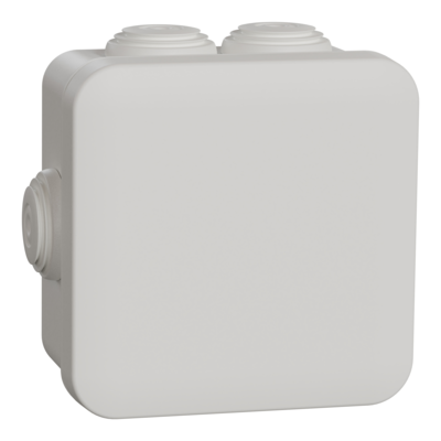 Mureva Box - boite de d�rivation avec embouts - 80x80x45 - IP55 - blanc polaire