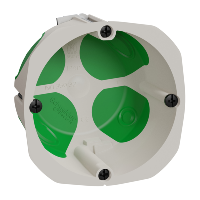 Multifix Air - Bo�te d\'encastrement �tanche � l\'air - 1 poste - � 67mm prof. 47mm - sans couvercle - sans halog�ne - Tenue au feu 850�C - HxLxP (mm) 71 x 71 x 47 - syst�me anti-rotation