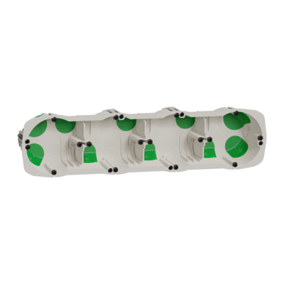 Multifix Air - Bo�te d\'encastrement �tanche � l\'air - 4 postes - � 67mm prof. 47mm entraxe 71mm - sans couvercle - sans halog�ne - Tenue au feu 850�C - HxLxP (mm) 71 x 286 x 47