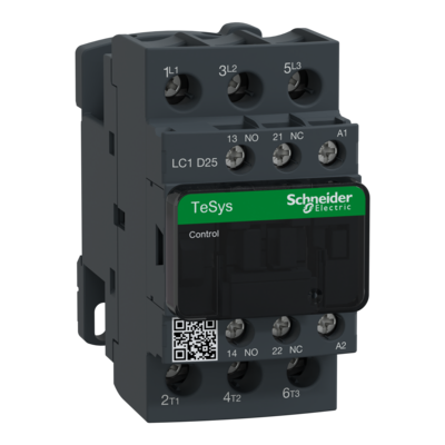 TeSys - contacteur D - 3P - 3F - contacts auxiliaires 1F+1O - bobine 230VCA 50/60 Hz - sans antiparasite - AC-1 | AC-3 | AC-4 - 25A (<= 60�C) � <= 440VCA AC-3 | 40A (<= 60�C) � <= 440VCA AC-1 - bornes vis-�trier