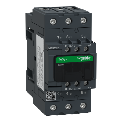 TeSys - contacteur D - 3P - 3F - contacts auxiliaires 1F+1O - bobine 24VCA 50/60 Hz - sans antiparasite - 40A (<= 60�C) <= 440VCA AC-3 | 60A (<= 60�C) <= 440VCA AC-1 - couvercle de protection - connexion � vis