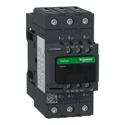 TeSys - contacteur D - 3P - 3F - contacts auxiliaires 1F+1O - bobine 230VCA 50/60 Hz - sans antiparasite - 40A (<= 60�C) <= 440VCA AC-3 | 60A (<= 60�C) <= 440VCA AC-1 - couvercle de protection - connexion � vis