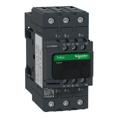 TeSys - contacteur D - 3P - 3F - contacts auxiliaires 1F+1O - bobine 230VCA 50/60 Hz - sans antiparasite - 65A (<= 60�C) <= 440VCA AC-3 | 80A (<= 60�C) <= 440VCA AC-1 - couvercle de protection - connexion � vis