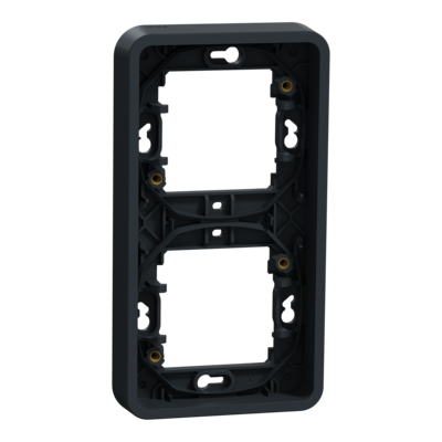 Mureva Styl - cadre pour montage encastr� - 2 postes vertical - entraxe 71 x gris RAL 7016 fixation par vis - auto-extinguible - Utilisation int�rieur/ext�rieur - Dim. en saillie (mm) 155 x 84 x 19 - NF - IP55 - IK08 - Vente par 1
