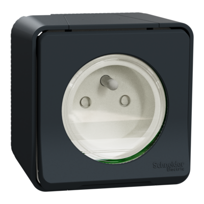 Mureva Styl - Prise courant 2P+T - saillie - IP55 - IK08 - connexion auto - gris
