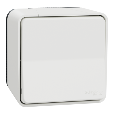 Mureva Styl - Produit complet - bouton-poussoir - 10 A - 250 V CA - blanc RAL 9003 - Entr�es de c�ble : Easy Valve Access � 6 � 20mm - CE | NF - IP55 - IK08 - auto-extinguible
