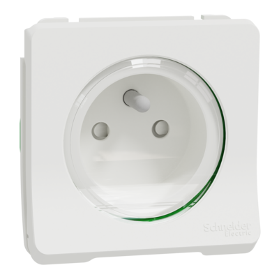 Mureva Styl - Prise de courant - Standard fran�ais - m�canisme seul - 2P+T - 16A 250VCA - de 1 � 2,5 mm� - blanc RAL 9003 - NF - IP55 IK08 - auto-extinguible
