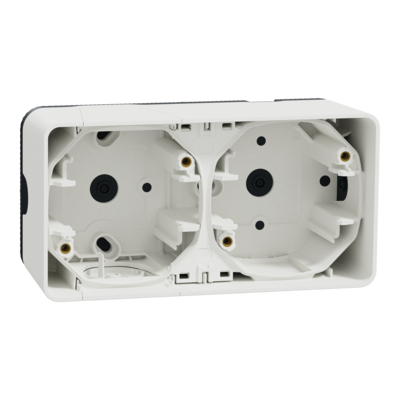 Mureva Styl - Bo�te 2 postes horizontale - saillie - IP55 - IK08 - blanc