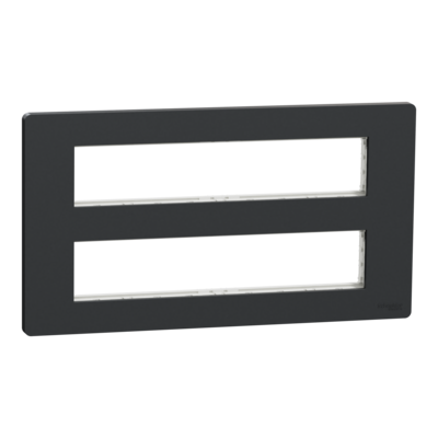 Unica - support de fixation + plaque de finition pour bo�te de concentration 2 rang�es de 10 modules - Anthracite