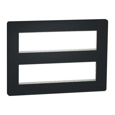 Unica - support de fixation + plaque de finition pour bo�te de concentration 2 rang�es de 8 modules - Anthracite