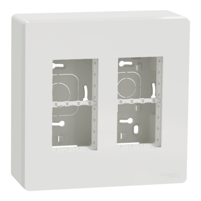 Unica - bo�te de concentration en saillie compl�te - 2 colonnes de 4 modules - Blanc - livr�e avec support de fixation et plaque de finition