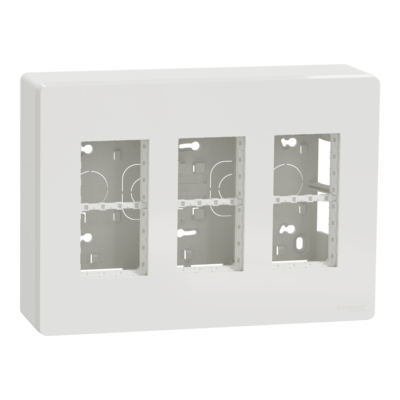 Unica - bo�te de concentration en saillie compl�te - 3 colonnes de 4 modules - Blanc - livr�e avec support de fixation et plaque de finition