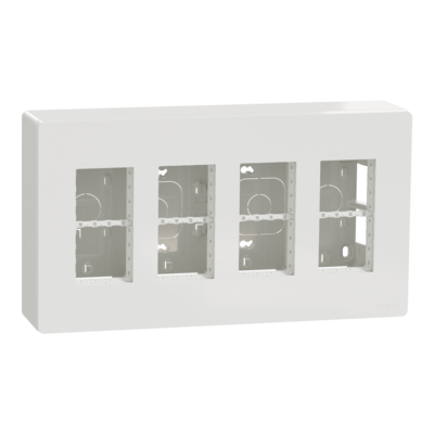 Unica - bo�te de concentration en saillie compl�te - 4 colonnes de 4 modules - Blanc - livr�e avec support de fixation et plaque de finition