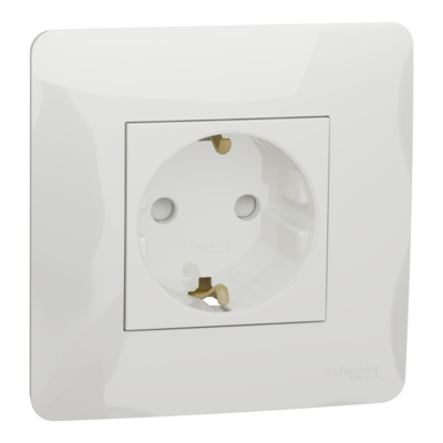 Unica - prise de courant 2P+T - 16A - 250Vca - standard allemand - bornier � vis - Blanc - m�canisme + plaque de finition