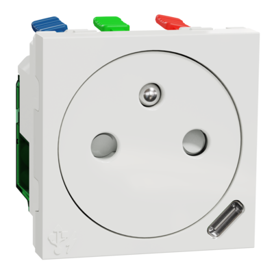 Unica - prise 2P+T affl FR + USB C