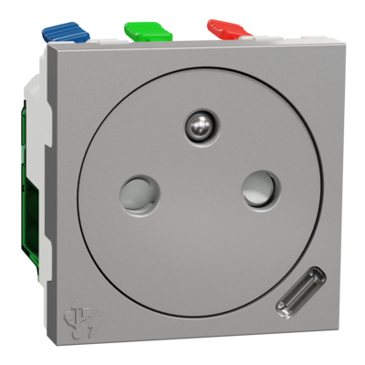 Unica - prise 2P+T affl FR + USB C
