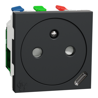 Unica - prise 2P+T affl FR + USB C