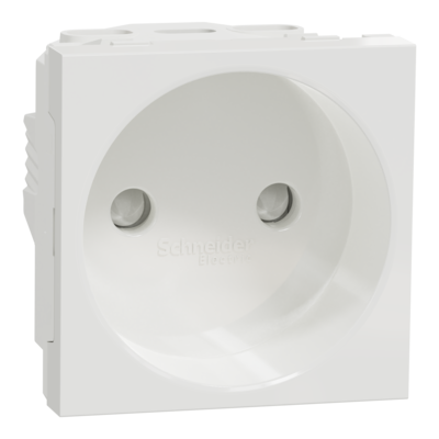 Unica - prise de courant 2P - 16A - 250Vca - bornier � vis - 2 modules - Blanc - m�canisme seul