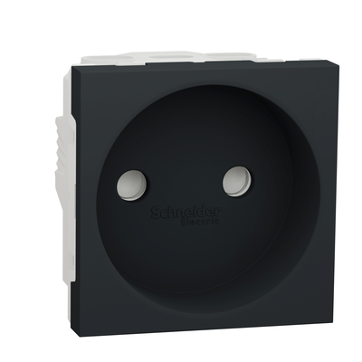 Unica - prise de courant 2P - 16A - 250Vca - bornier � vis - 2 modules - Anthracite - m�canisme seul