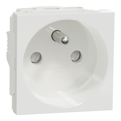Unica - prise de courant 2P+T - 16A - 250Vca - standard fran�ais - 90� - bornier � vis - Blanc - m�canisme seul