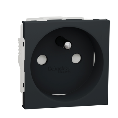 Unica - prise de courant 2P+T - 16A - 250Vca - standard fran�ais - 90� - bornier � vis - Anthracite - m�canisme seul