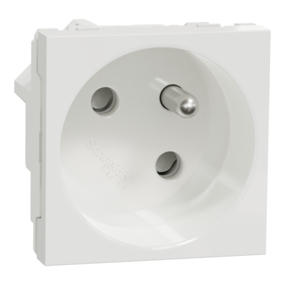 Unica - prise de courant 2P+T - 16A - 250Vca - standard fran�ais - 45� - sp�ciale goulotte OptiLine - raccordement rapide traversant - Blanc - m�canisme seul