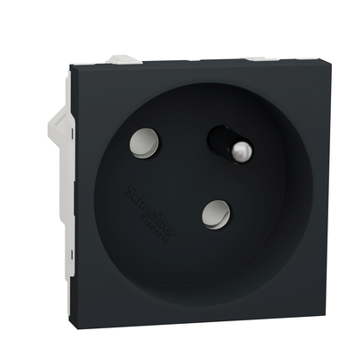 Unica - prise de courant 2P+T - 16A - 250Vca - standard fran�ais - 45� - raccordement rapide traversant - Anthracite - m�canisme seul
