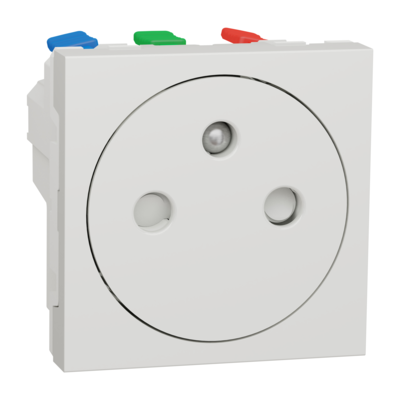 Unica - prise de courant 2P+T - 16A - 250Vca - standard fran�ais - 90� - affleurant - raccordement rapide - Blanc - m�canisme seul