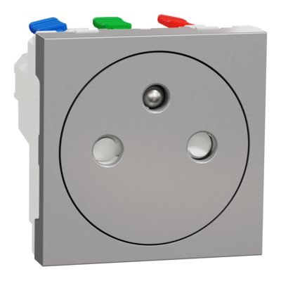 Unica - prise de courant 2P+T - 16A - 250Vca - standard fran�ais - 90� - affleurant - raccordement rapide - Alu - m�canisme seul