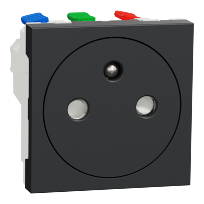 Unica - prise de courant 2P+T - 16A - 250Vca - standard fran�ais - 90� - affleurant - raccordement rapide - Anthracite - m�canisme seul