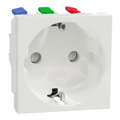 Unica - prise de courant 2P+T - 16A - 250Vca - standard allemand - connexion rapide - Blanc - m�canisme seul