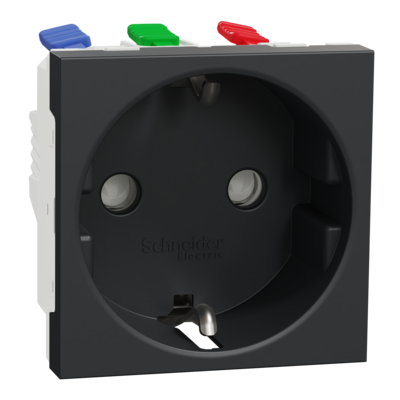Unica - prise de courant 2P+T - 16A - 250Vca - standard allemand - connexion rapide - Anthracite - m�canisme seul
