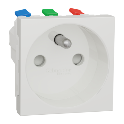 Unica - prise de courant 2P+T - 16A - 250Vca - standard fran�ais - 90� - sp�ciale goulotte OptiLine - connexion rapide - Blanc antimicrobien - m�canisme seul