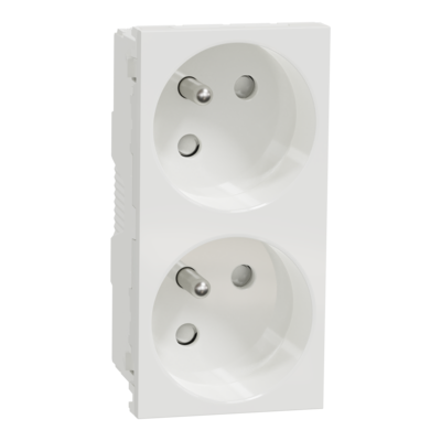 Unica - prise de courant double 2P+T - 16A - 250Vca - standard fran�ais - 45� - sp�ciale goulotte OptiLine - connexion rapide - Blanc - m�canisme seul