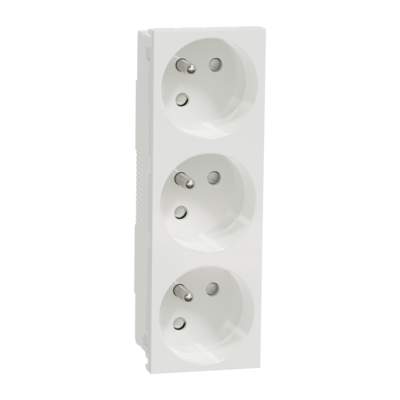 Unica - prise de courant triple 2P+T - 16A - 250Vca - standard fran�ais - 45� - Blanc - m�canisme seul