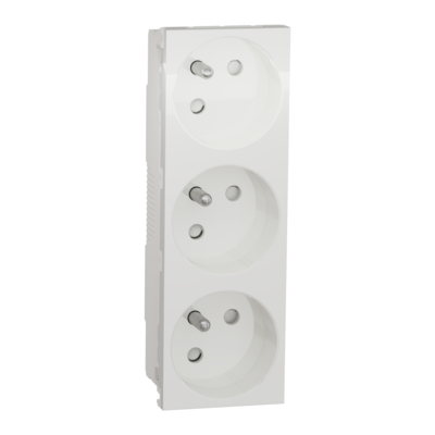 Unica - prise de courant triple 2P+T - 16A - 250Vca - standard fran�ais - sp�ciale goulotte OptiLine - Blanc - m�canisme seul