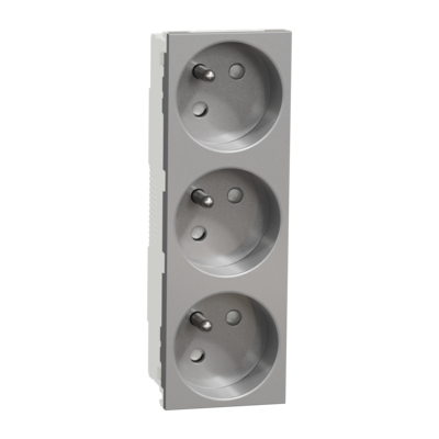 Unica - prise de courant triple 2P+T - 16A - 250Vca - standard fran�ais - 45� - Alu - m�canisme seul