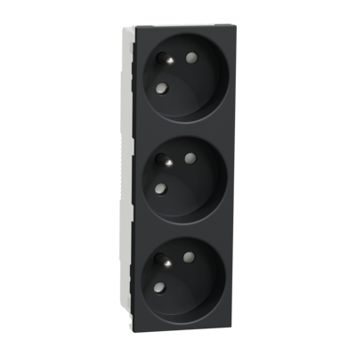 Unica - prise de courant triple 2P+T - 16A - 250Vca - standard fran�ais - 45� - Anthracite - m�canisme seul