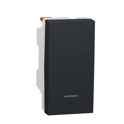 Unica - poussoir lumineux (localisation) - 10A - 250Vca - 1 module - Anthracite - m�canisme seul