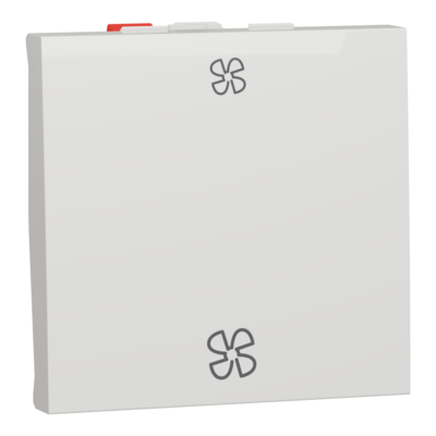 Unica - commande VMC 2 vitesses - 10A - 2 modules - Blanc antimicrobien - m�canisme seul
