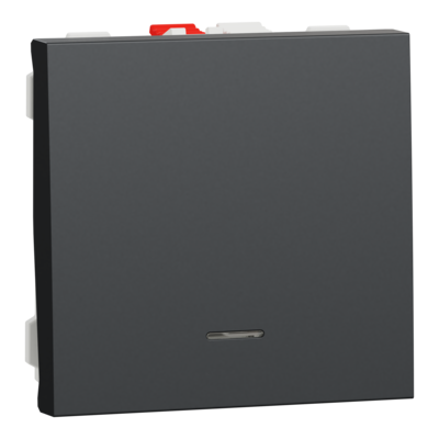Unica - poussoir lumineux (localisation) - 10A - 250Vca - 2 modules - Anthracite - m�canisme seul