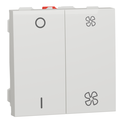 Unica - commande VMC - interrupteur marche / arr�t + interrupteur 2 vitesses - 10A - 2 modules - Blanc - m�canisme seul