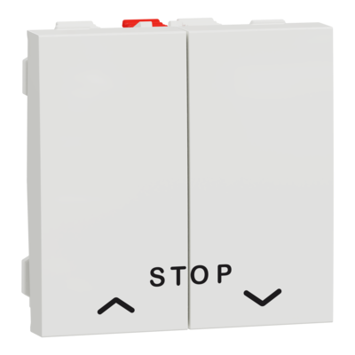 Unica - commande pour volet-roulant - double poussoir avec fonction STOP - 10A - 2 modules - Blanc - m�canisme seul