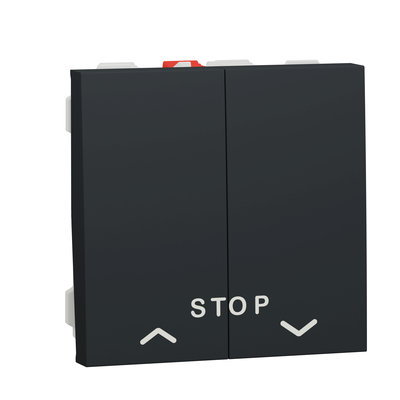 Unica - commande pour volet-roulant - double poussoir avec fonction STOP - 10A - 2 modules - Anthracite - m�canisme seul